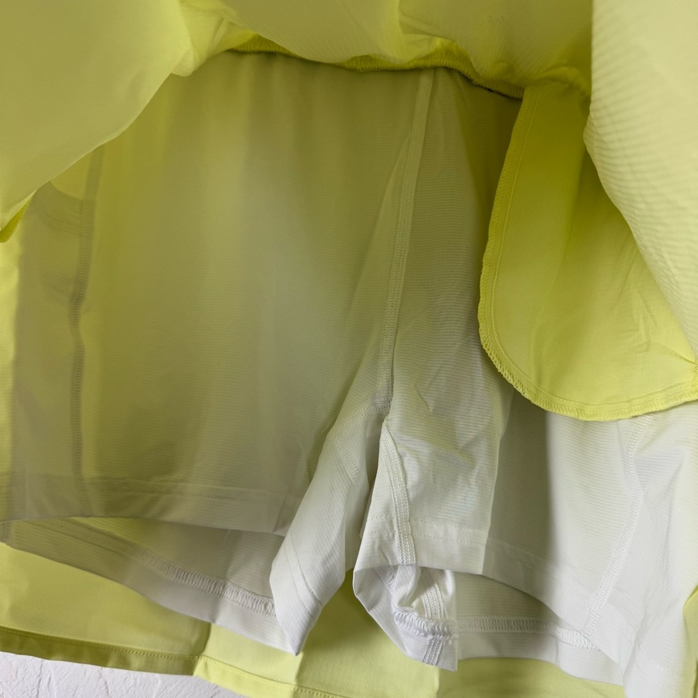 Prana Skirt Skort Peak to Pavement Lime Squeeze Solid Yellow Green Pull On Knit - Picture 4 of 10